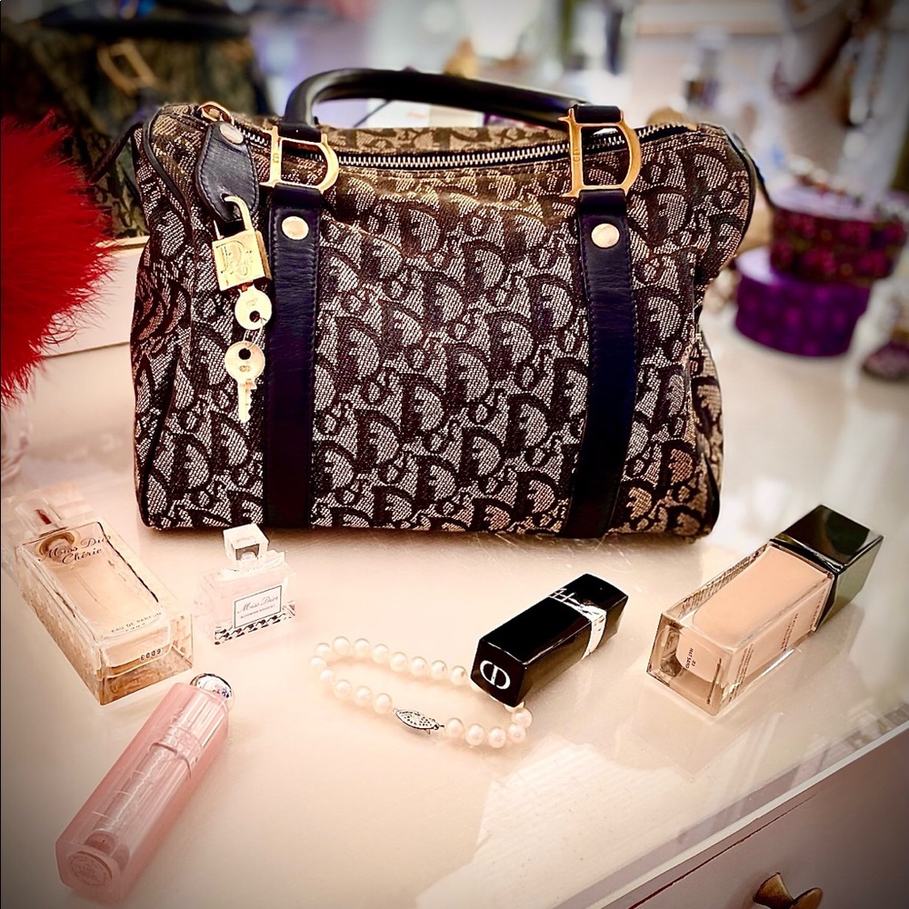 Christian Dior Boston Bag Trotter Navy Blue
